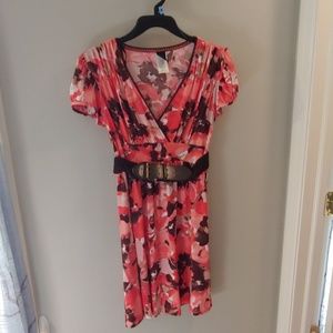 Pink & Brown Floral Dress